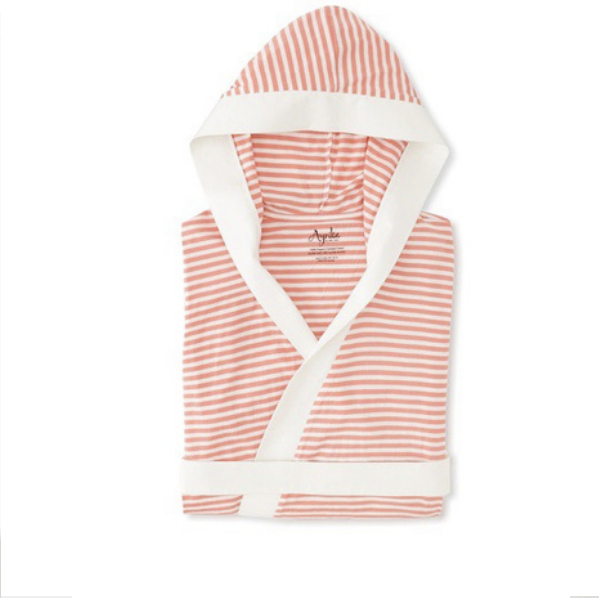 Seaside Serenity Stripe Organic Hooded Short Robe Pure Fiber