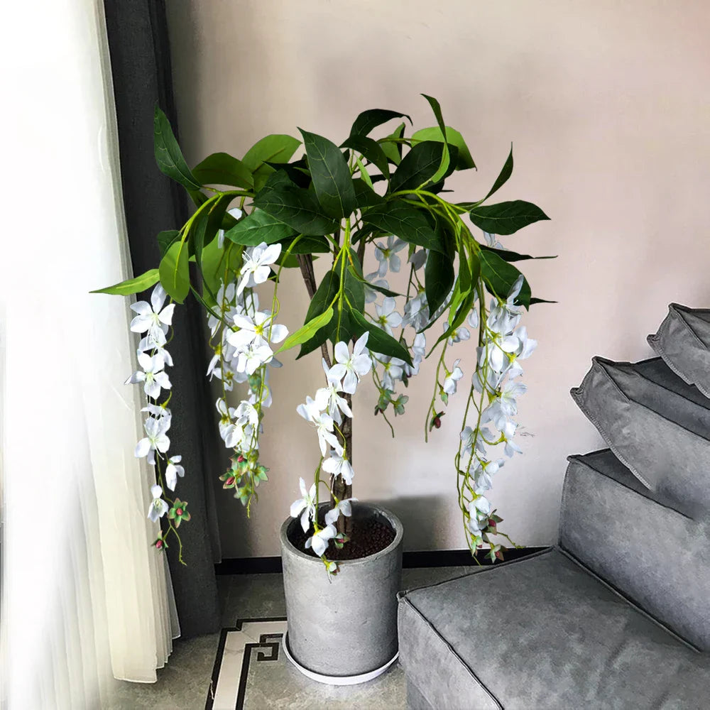Dlight Decor 95cm Hanging Jasmine Bouquet with Tropical Begonia Flowers Dlight Decor