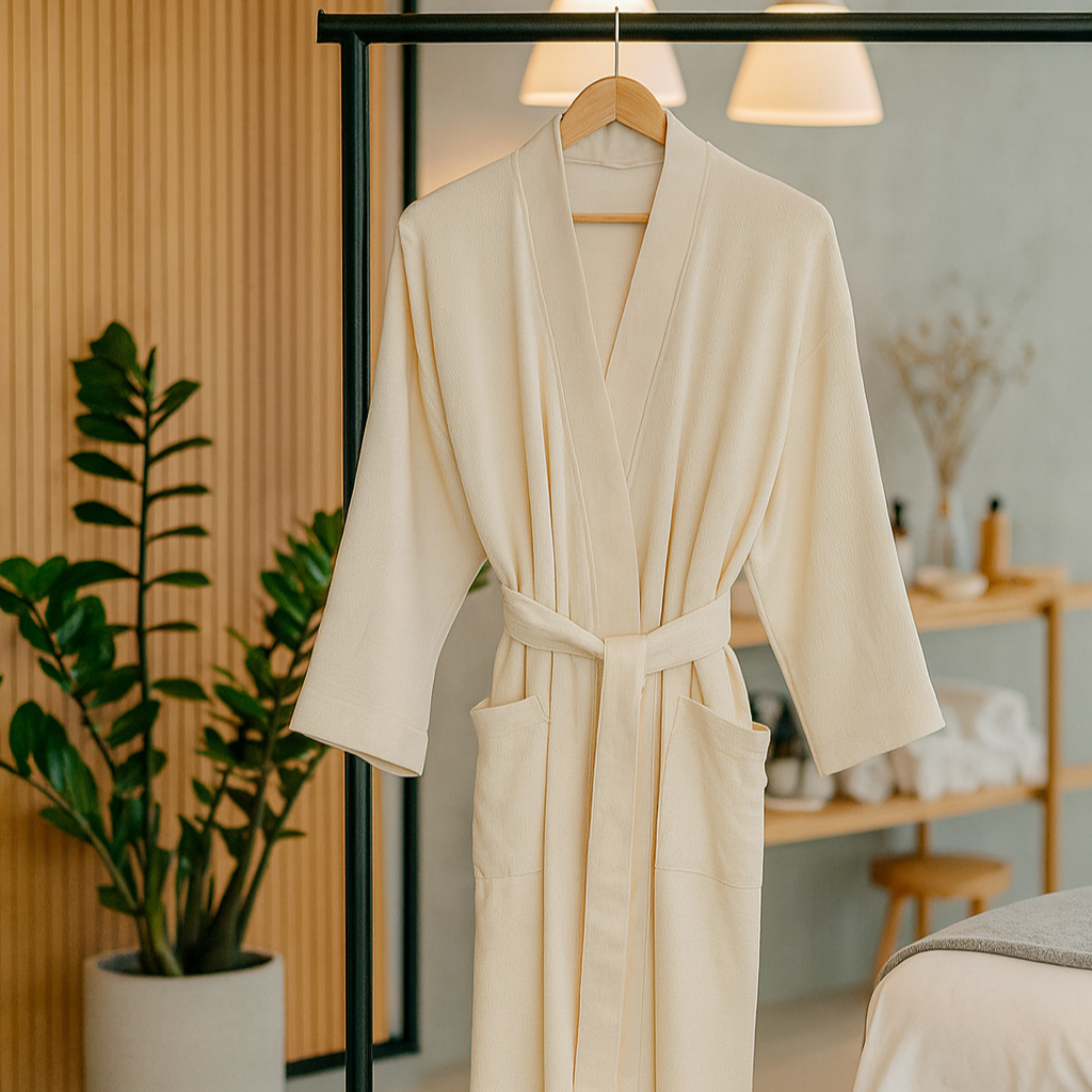 Organic Cotton Knitted Kimono Robe Pure Fiber