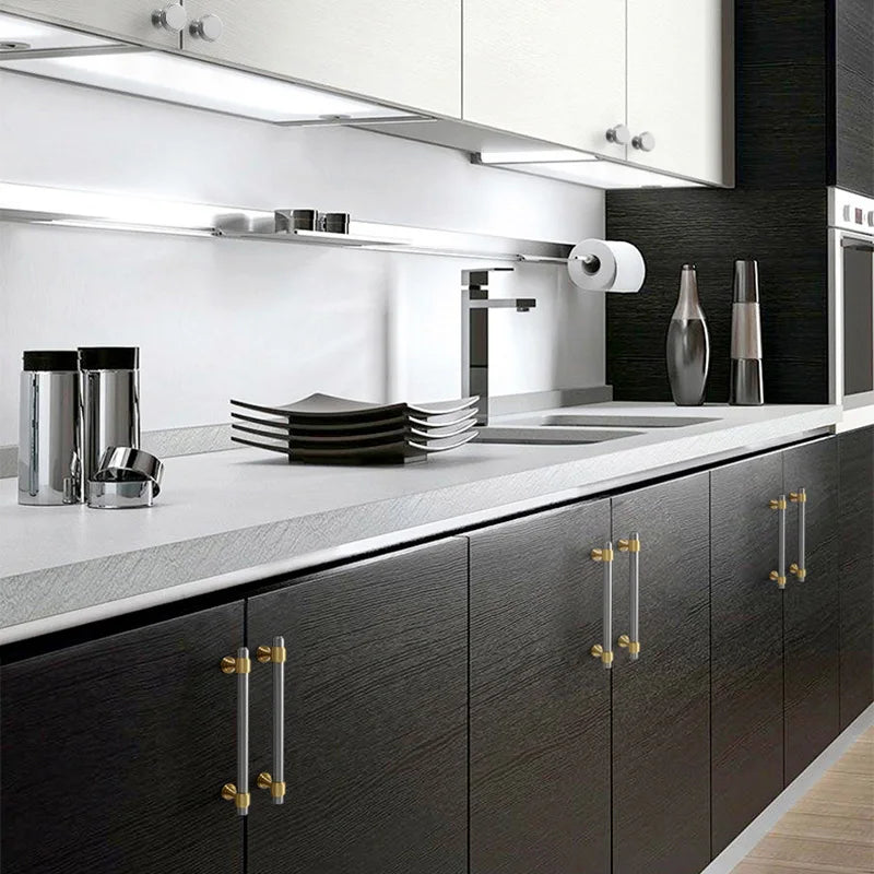 Nickel-Plated Brass Cabinet Handles – Gold and Matte Silver T-Bar Pulls for Wardrobes and Drawers Dlight Decor