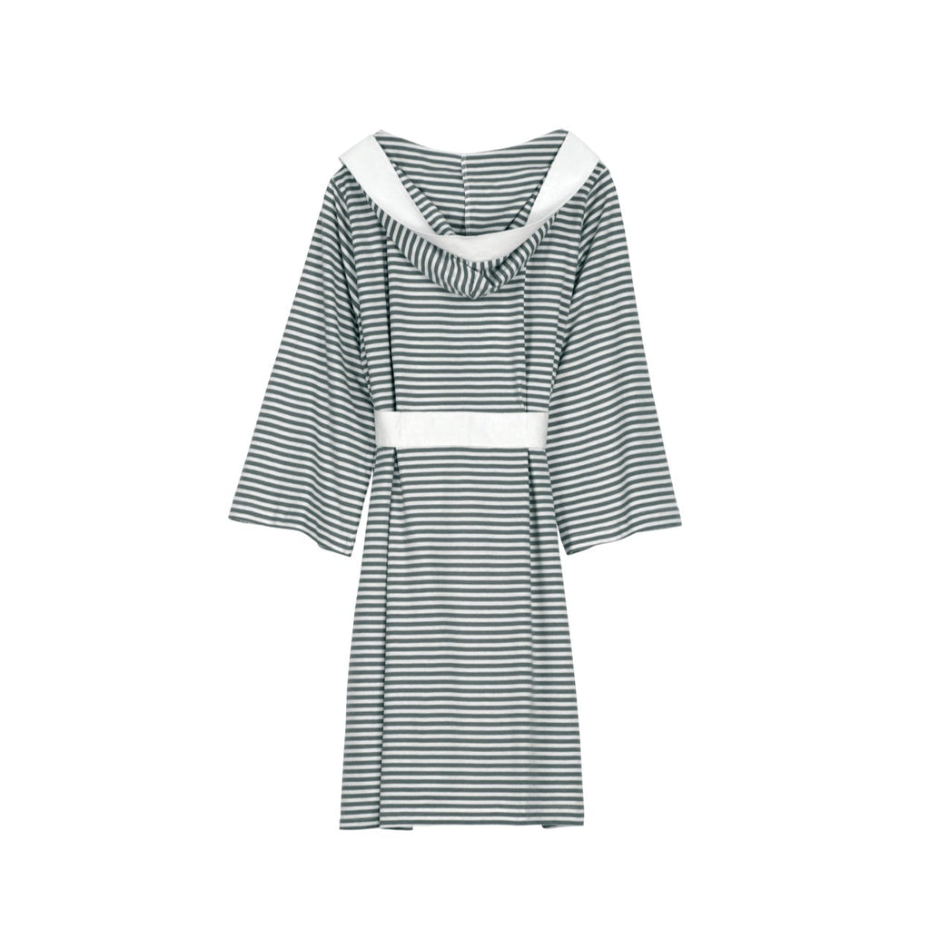 Seaside Serenity Stripe Organic Hooded Short Robe Pure Fiber