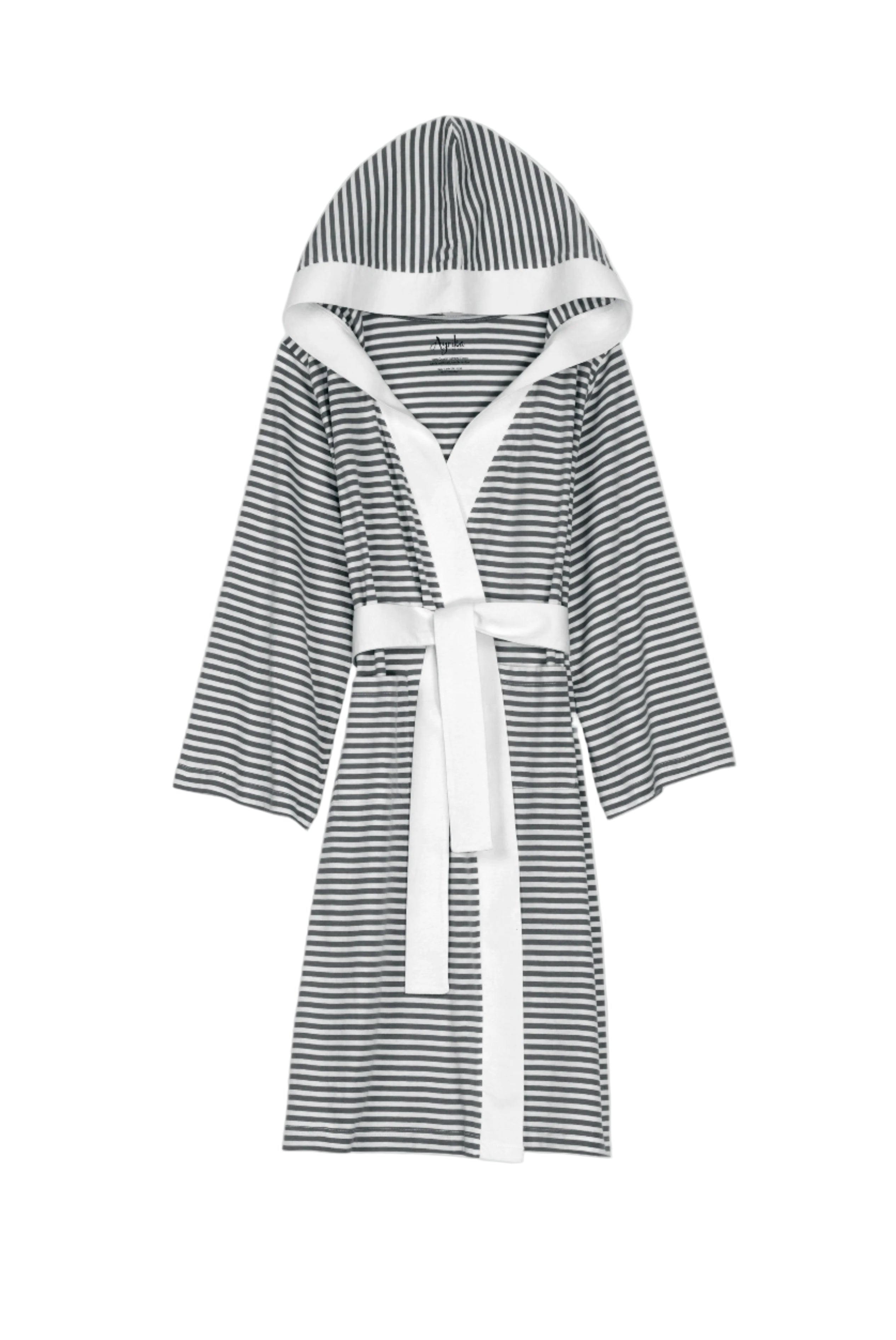 Seaside Serenity Stripe Organic Hooded Short Robe Pure Fiber