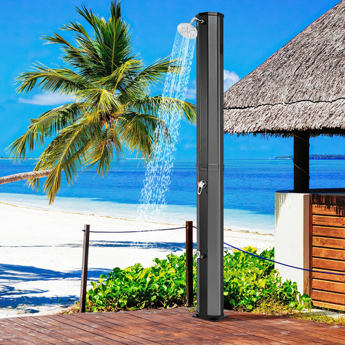 7.5 Feet 15.9 Gallon Solar Heated Outdoor Shower with Shower Head-Black GemGear