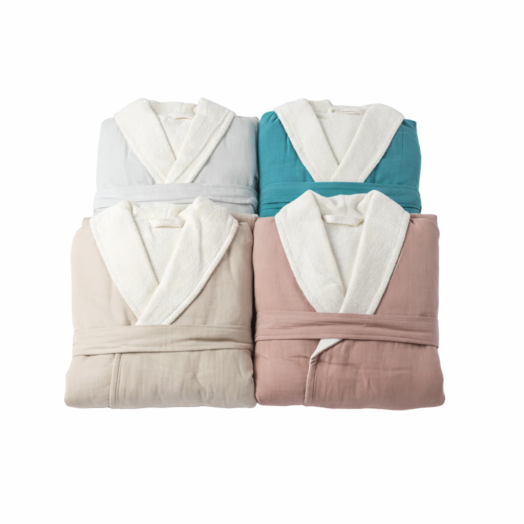 Soluna – Double-Side Muslin/Terry Shawl Robe Pure Fiber