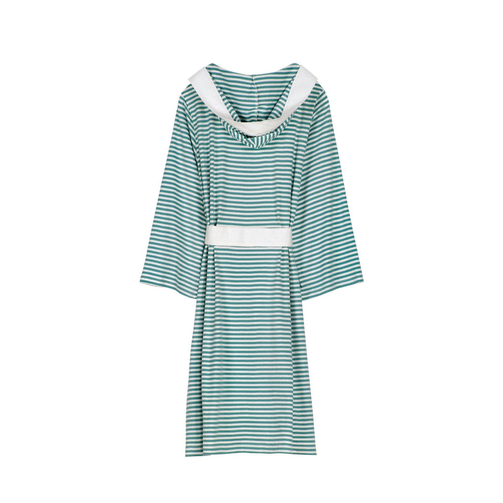 Seaside Serenity Stripe Organic Hooded Short Robe Pure Fiber