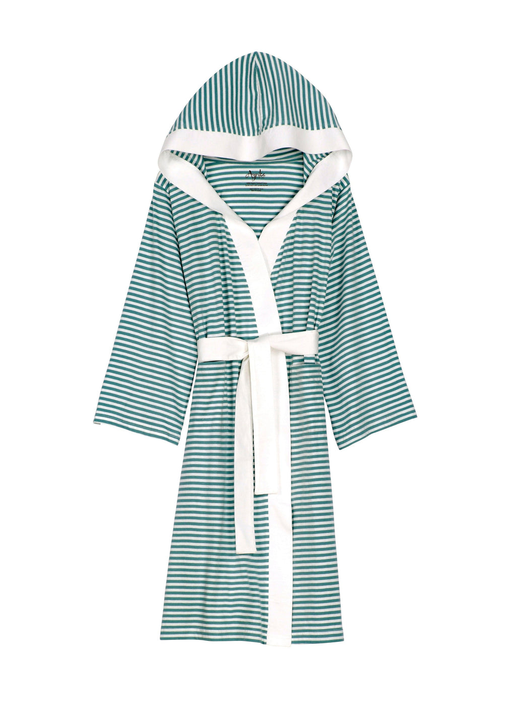 Seaside Serenity Stripe Organic Hooded Short Robe Pure Fiber