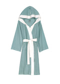 Seaside Serenity Stripe Organic Hooded Short Robe Pure Fiber