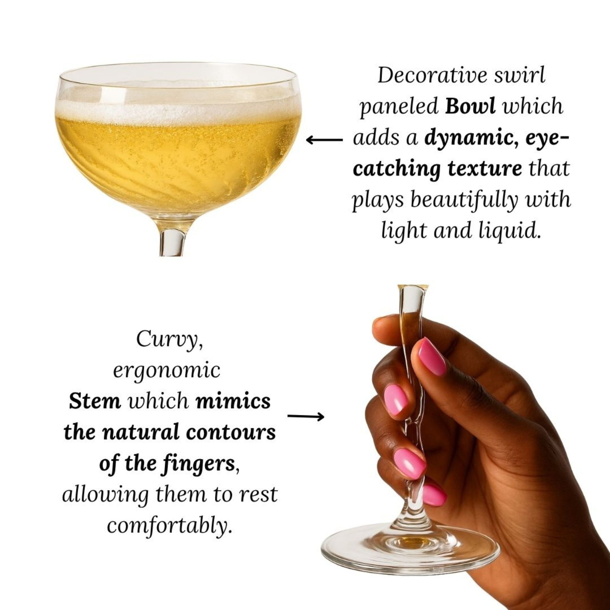 Vivre Luxury Crystal Coupe Glasses – Set of 4 Sister.ly Drinkware