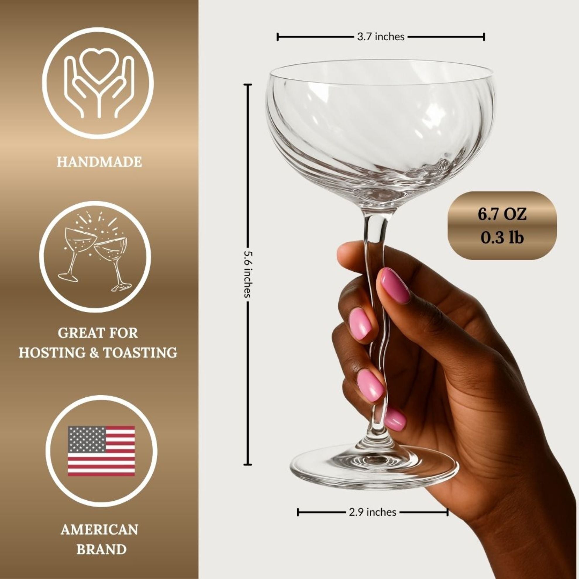Vivre Luxury Crystal Coupe Glasses – Set of 4 Sister.ly Drinkware