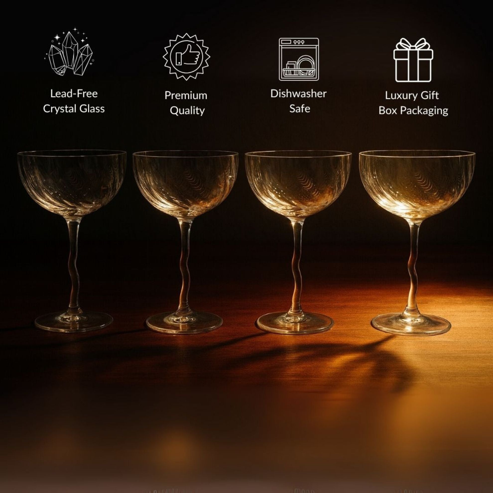 Vivre Luxury Crystal Coupe Glasses – Set of 4 Sister.ly Drinkware