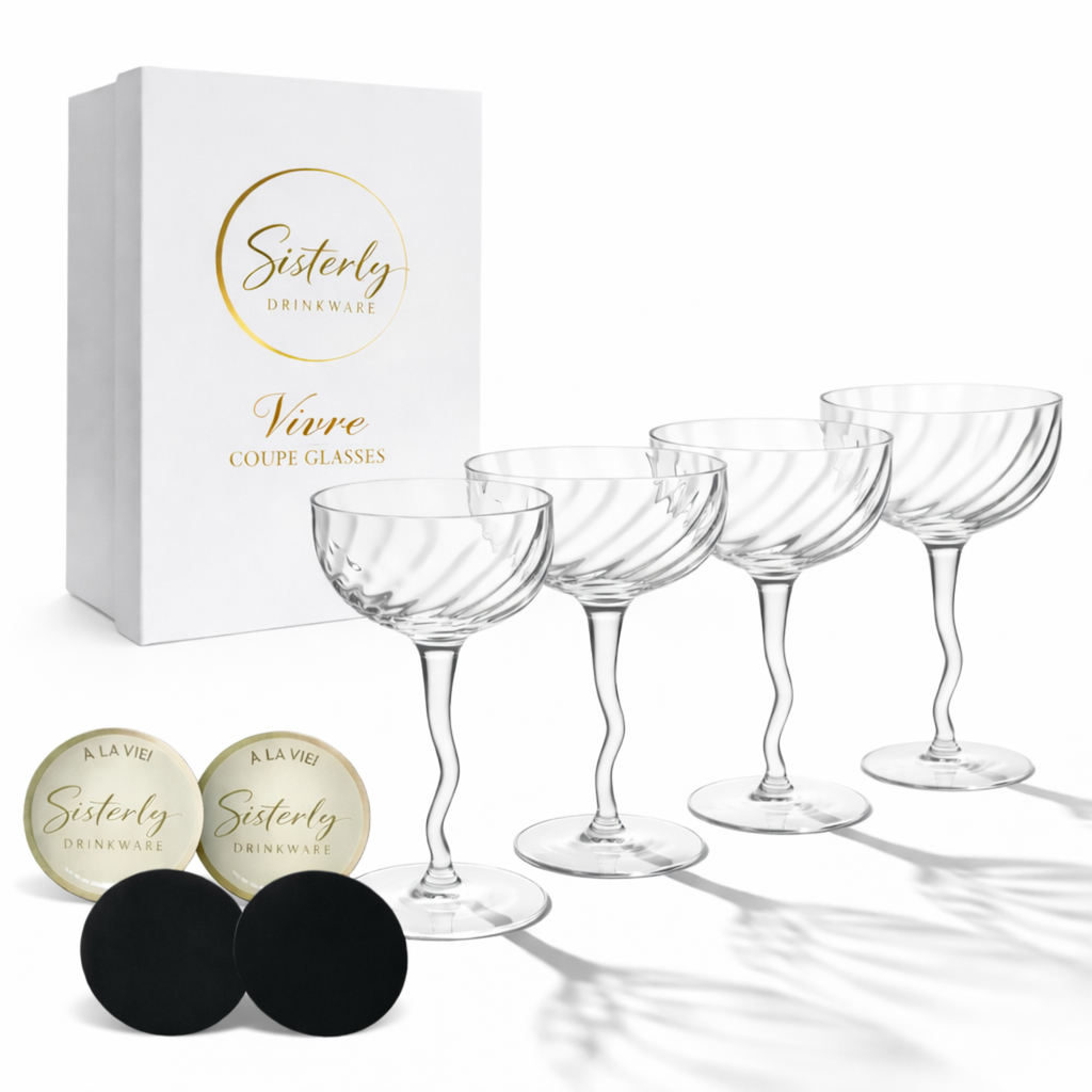 Vivre Luxury Crystal Coupe Glasses – Set of 4 Sister.ly Drinkware