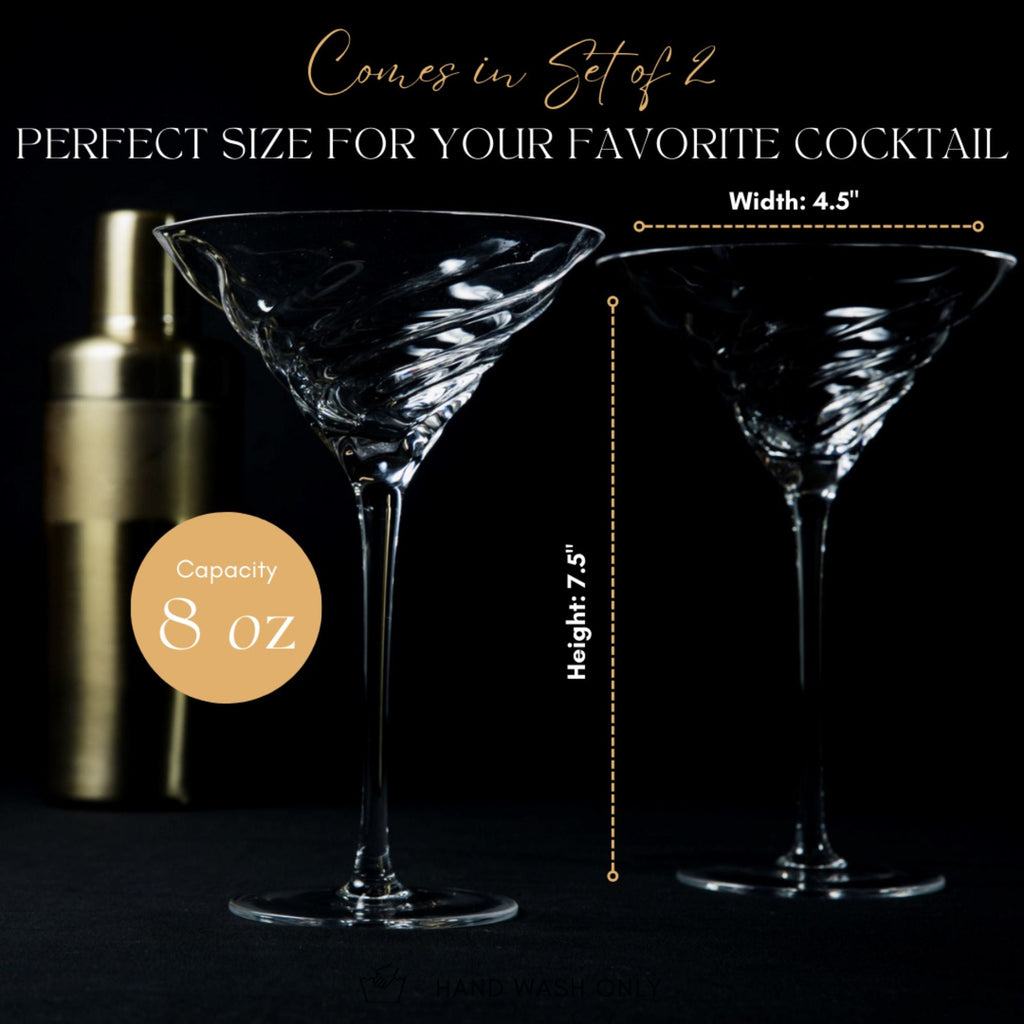 Vortex Crystal Martini Glasses – Set of 2 Luxury Stemware Sister.ly Drinkware