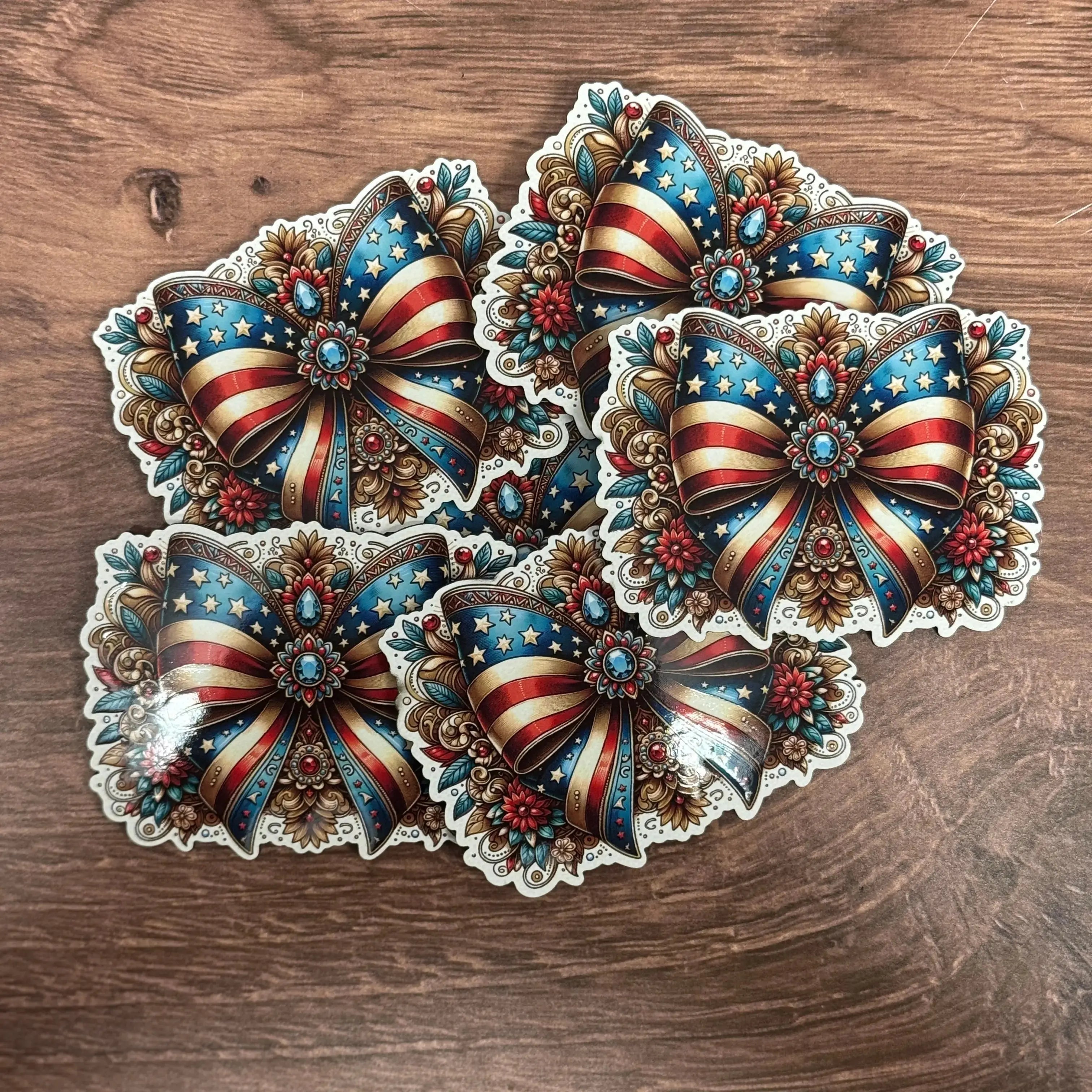 Western USA Coquette Bow | UV Printed Leather Hat Patch