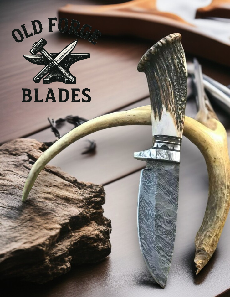 True Damascus Steel Hunting Knife – Handmade OLD FORGE BLADES