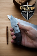 Really Nice Damascus Pocket Knife – Dark Hardwood Handle OLD FORGE BLADES