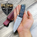 Custom Handmade Damascus Hunting Knife with Buffalo Horn Handle OLD FORGE BLADES