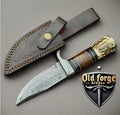 Custom Handmade demascus steel knife with Stag Antler Handle OLD FORGE BLADES