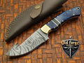 Custom Handmade Damascus Steel Hunting Knife | EDC Camping Survival Gut Hook OLD FORGE BLADES