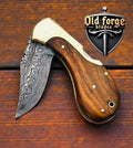 Handmade Damascus Steel Small Pocket Knife with Rosewood Handle OLD FORGE BLADES