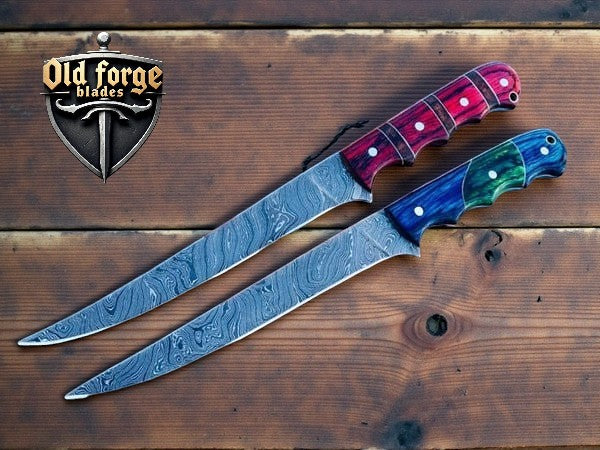 TideMaster 13” Damascus Fillet Knife – Exotic Wood Handle OLD FORGE BLADES
