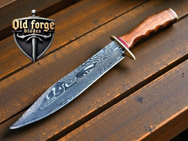 Custom handmade bowie Knife – Blade Damascus Steel OLD FORGE BLADES