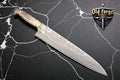 Handmade Damascus Chef Knife – 8" Blade Kitchen Knife with Stag Bone Handle OLD FORGE BLADES