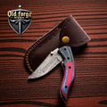 Premium Damascus Steel Everyday Carry Pocket Knife – Exotic Wood Handle OLD FORGE BLADES