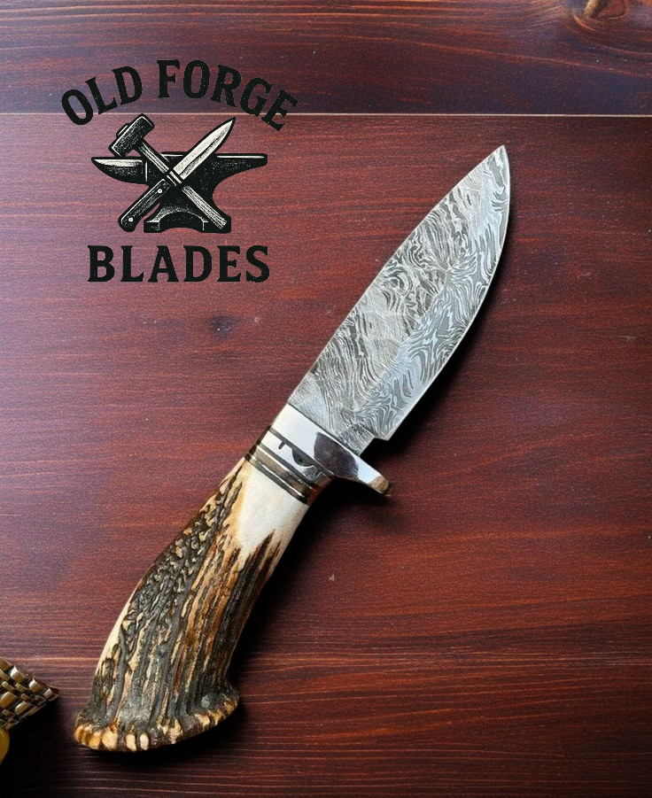 True Damascus Steel Hunting Knife – Handmade OLD FORGE BLADES