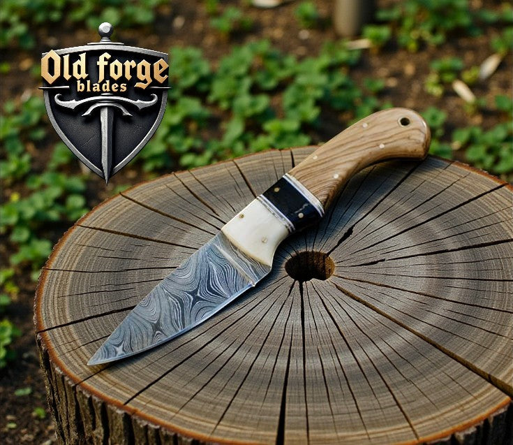Custom Handmade Damascus Steel Game Skinner Knife OLD FORGE BLADES