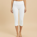 Diamond Jacquard Lycra Textured Capri Legging - White