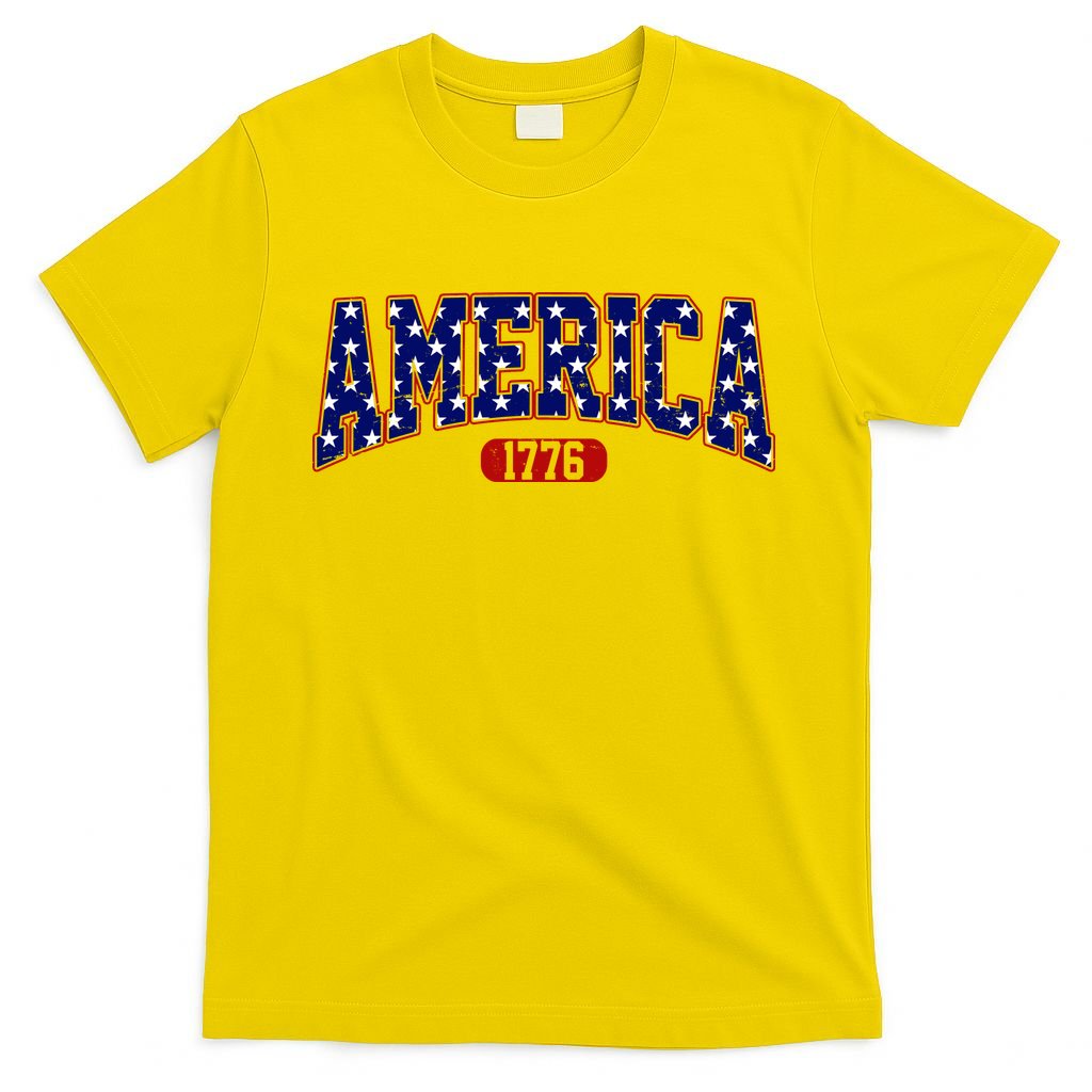 America 1776 Retro 4th Of July Independence Day  T-Shirt Mood Vibes Tees - Express Your Mood, Wear Your Style