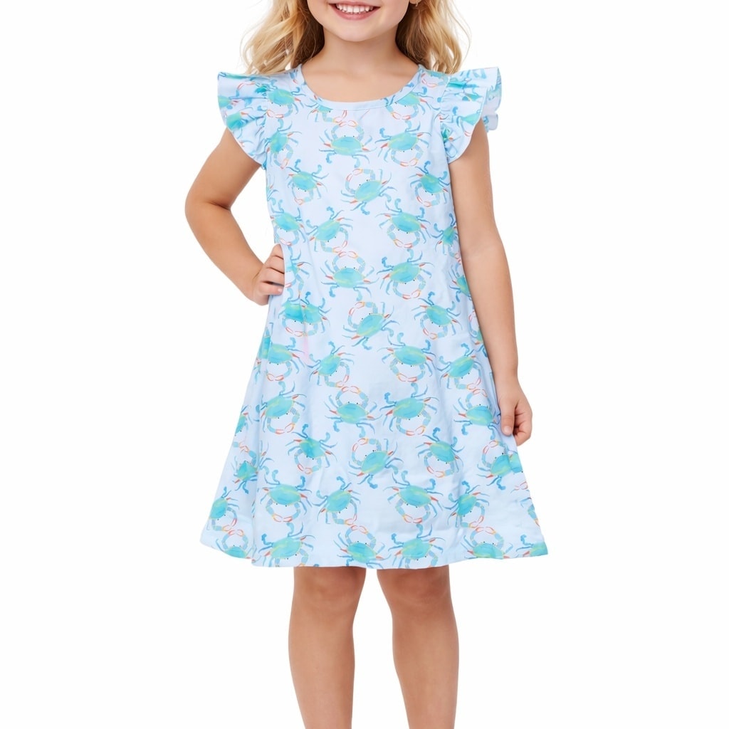Aqua Crab Girls Dress Jolie & Jax Boutique