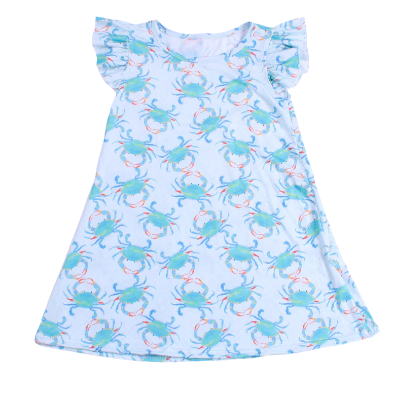 Aqua Crab Girls Dress Jolie & Jax Boutique
