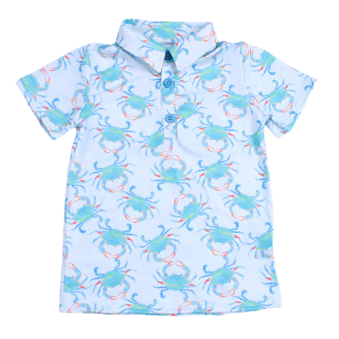 Aqua Crab Boys Polo Shirt Jolie & Jax Boutique