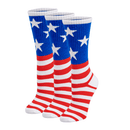 Bamboo Sports Red White and Blue Premium Bamboo Rayon Crew Work Socks- Moisture Wicking, Odor Eliminating Red, White, and Blue American Flag 4th of July Socks for Men and Women Gift Box 3 Pair Bamboo Sports