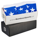 Bamboo Sports Red White and Blue Premium Bamboo Rayon Crew Work Socks- Moisture Wicking, Odor Eliminating Red, White, and Blue American Flag 4th of July Socks for Men and Women Gift Box 3 Pair Bamboo Sports