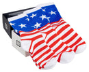 Bamboo Sports Red White and Blue Premium Bamboo Rayon Crew Work Socks- Moisture Wicking, Odor Eliminating Red, White, and Blue American Flag 4th of July Socks for Men and Women Gift Box 3 Pair Bamboo Sports