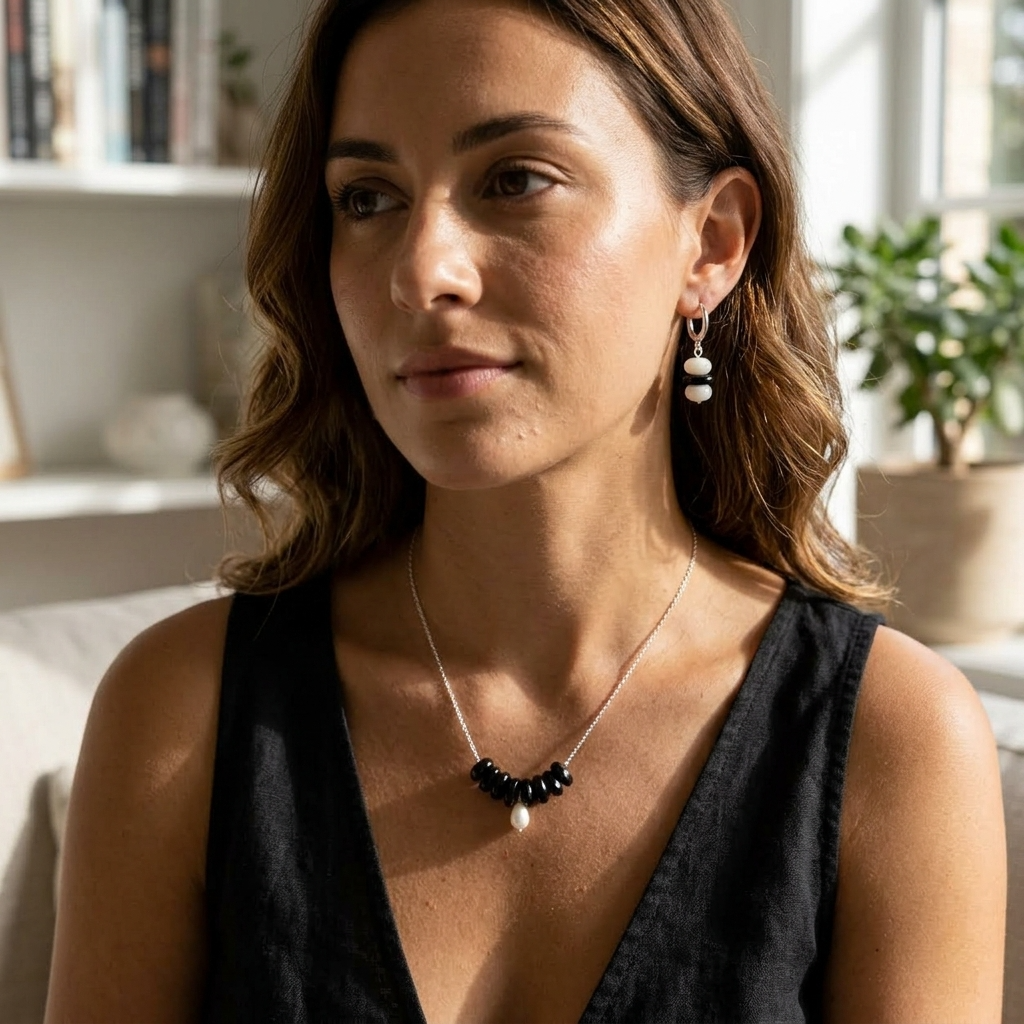 Dalmatian Necklace & Earrings Set Ostella Shells