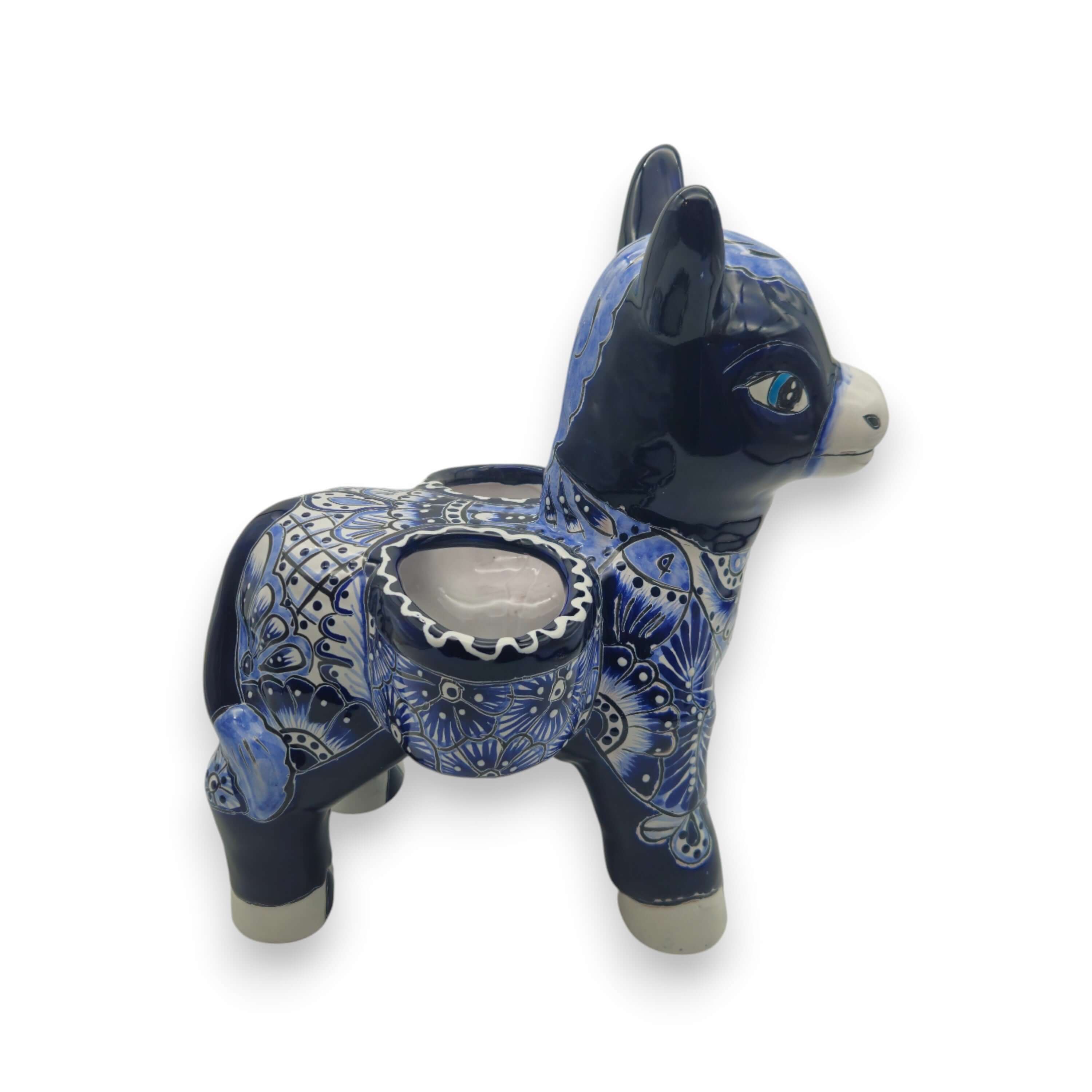 Blue Talavera Donkey Planter | Handmade Mexican Pottery