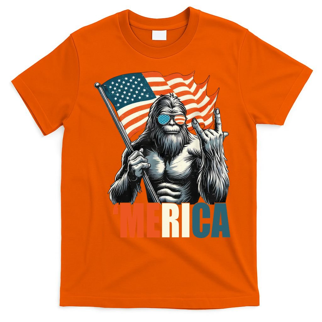 Bigfoot Merica Rock American Flag Patriotic 4th Of July T-Shirt Mood Vibes Tees - Express Your Mood, Wear Your Style