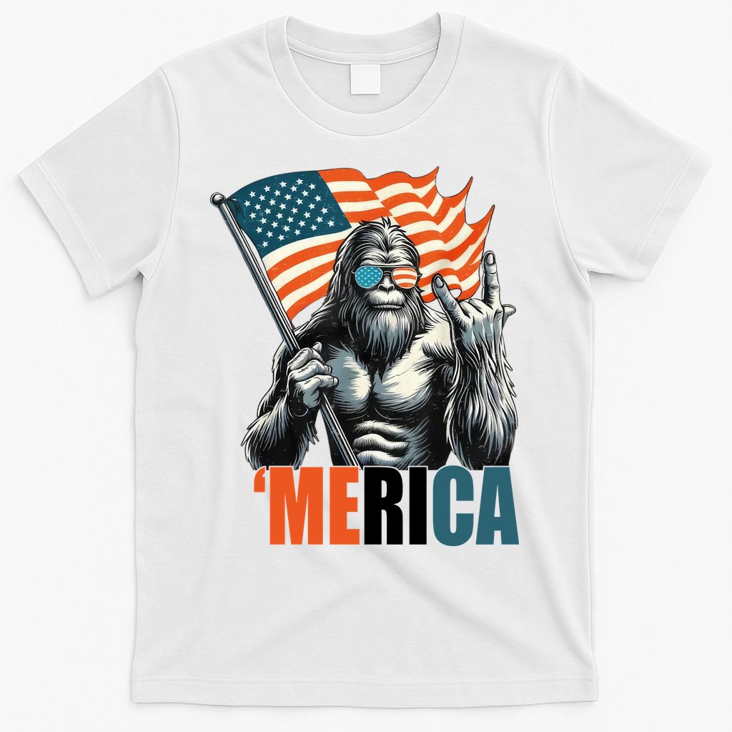 Bigfoot Merica Rock American Flag Patriotic 4th Of July T-Shirt Mood Vibes Tees - Express Your Mood, Wear Your Style