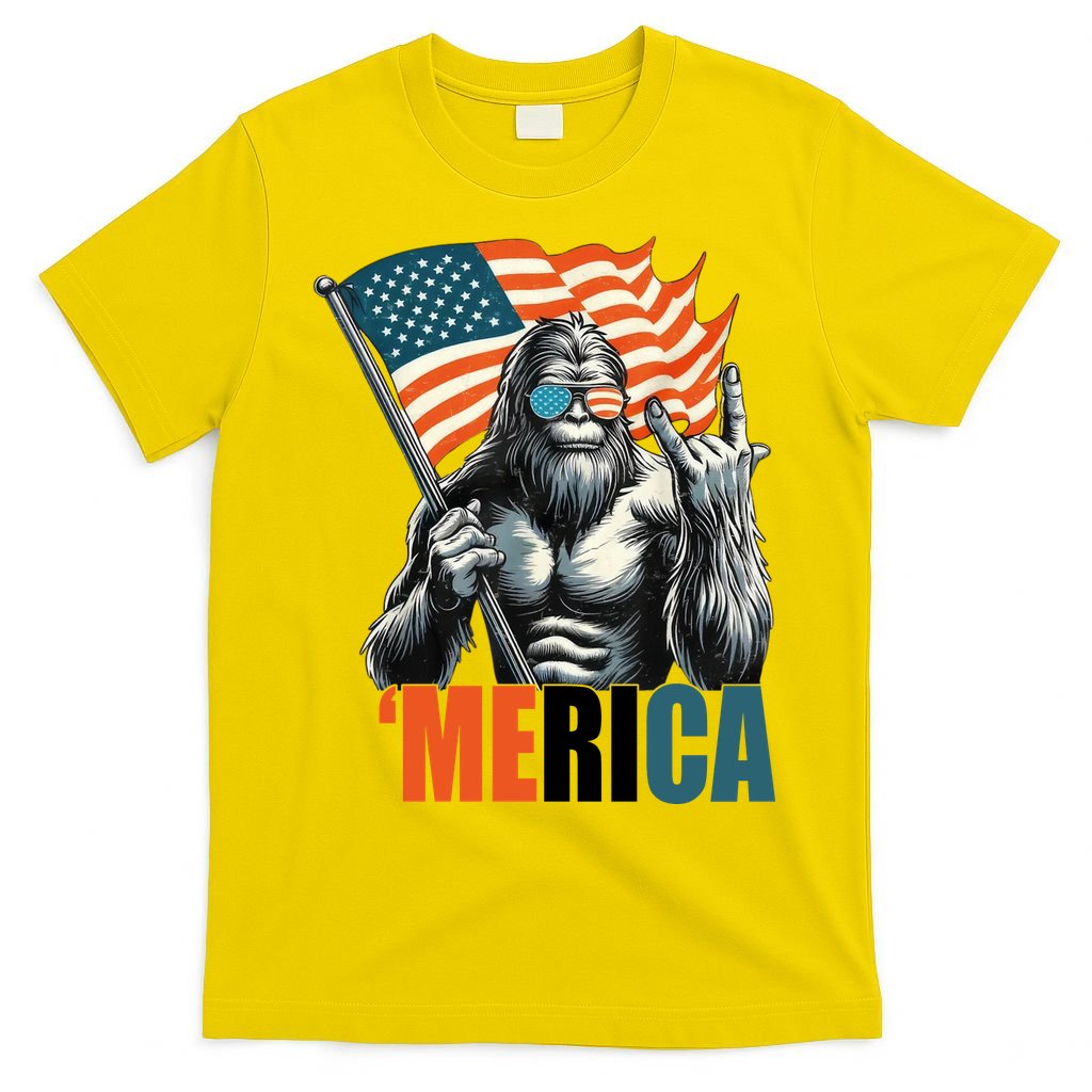 Bigfoot Merica Rock American Flag Patriotic 4th Of July T-Shirt Mood Vibes Tees - Express Your Mood, Wear Your Style
