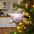 Brown & White Talavera Ornament | Star-Shaped Holiday Folk Art