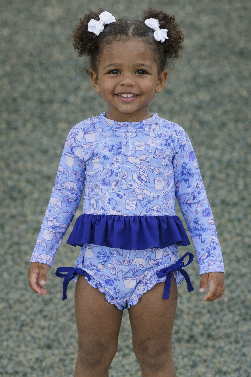 Cajun Toile ruffle bottom swim suit set Jolie & Jax Boutique