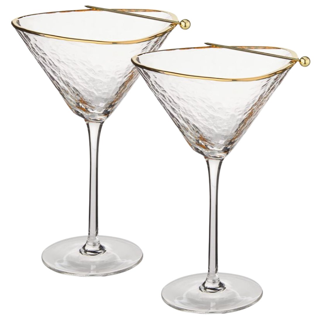 Clear Hammered Martini & Cocktail Glasses Sister.ly Drinkware