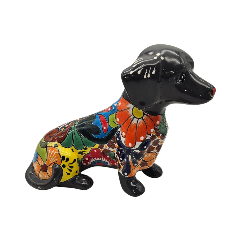 Colorful Talavera Dachshund | Mexican Ceramic Dog Figurine