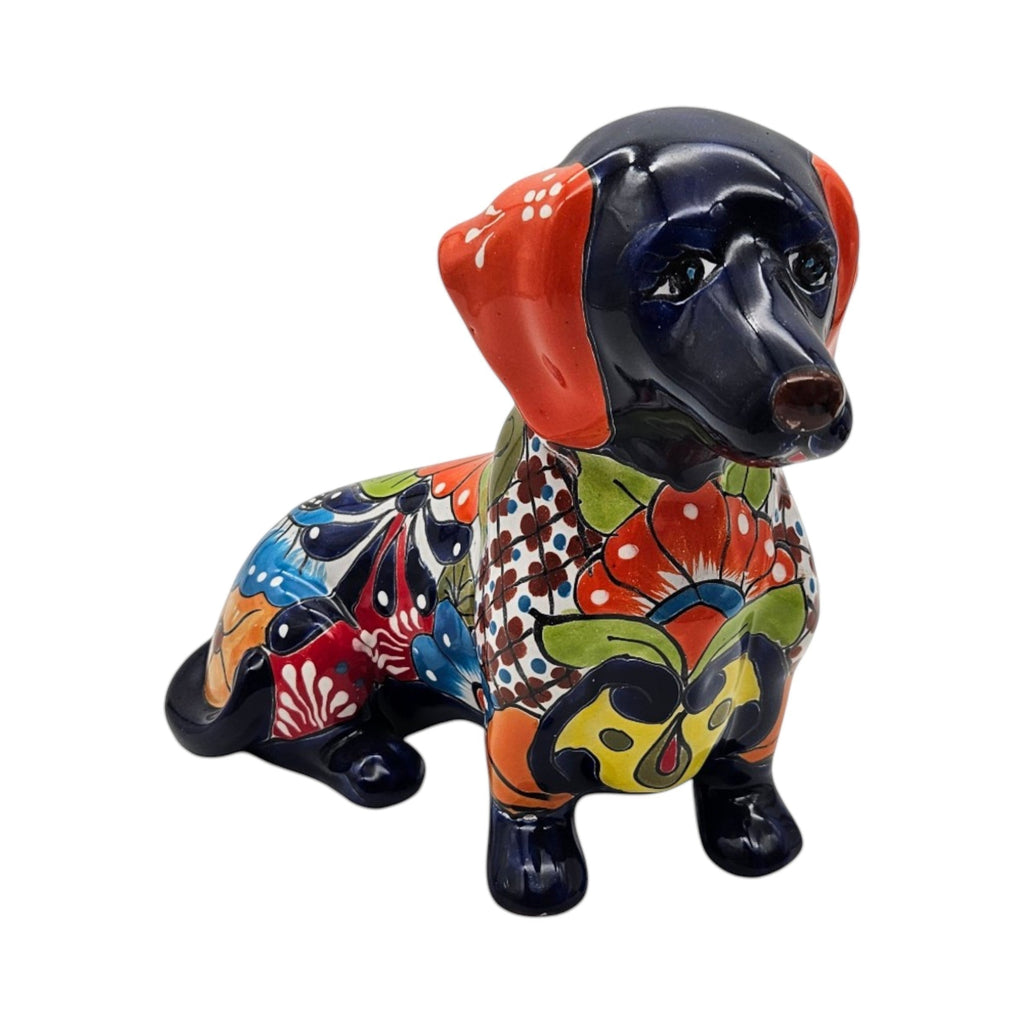 Colorful Talavera Dachshund | Mexican Ceramic Dog Figurine