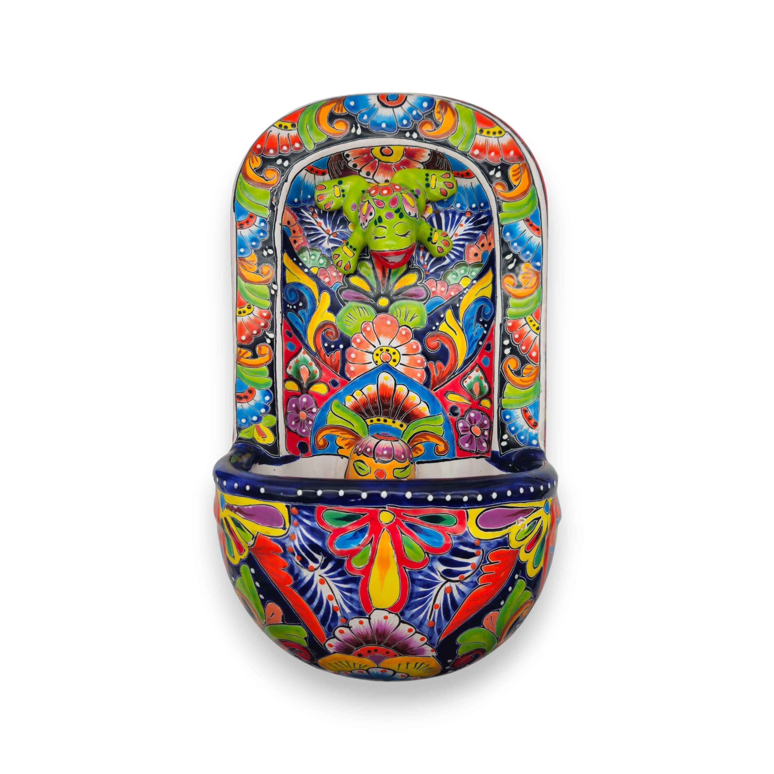 Colorful Talavera Wall Fountain | Mexican Ceramic Water Feature