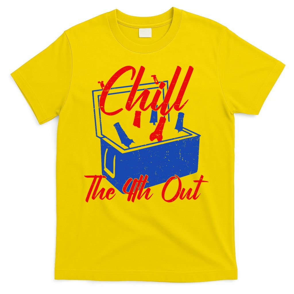 Chill The 4th Out Funny Fourth Of July Beer Cooler T-Shirt Mood Vibes Tees - Express Your Mood, Wear Your Style