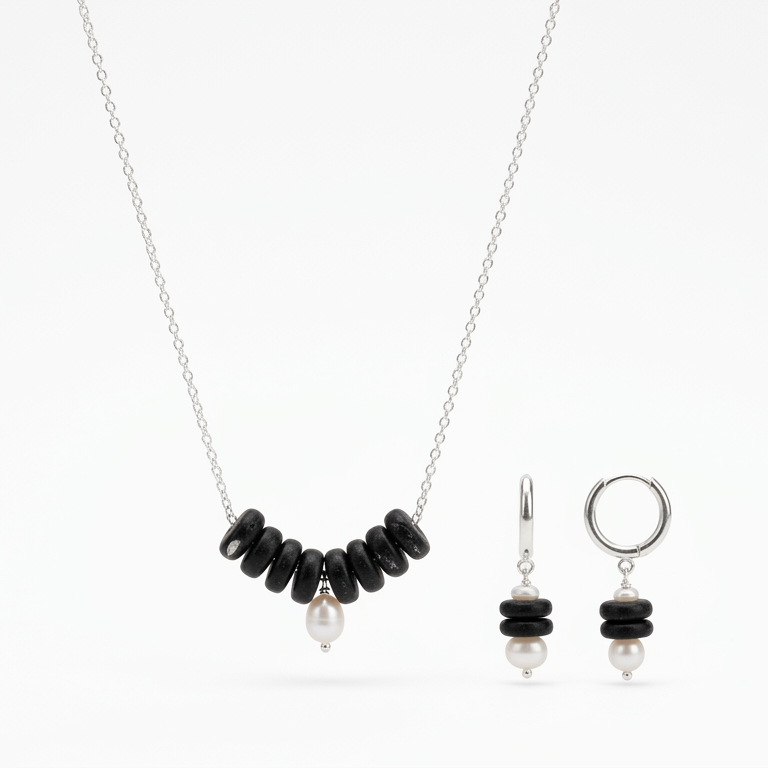 Dalmatian Necklace & Earrings Set Ostella Shells